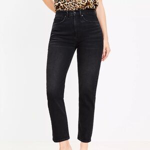 LOFT Curvy High Rise Slim Jeans in Washed Black
